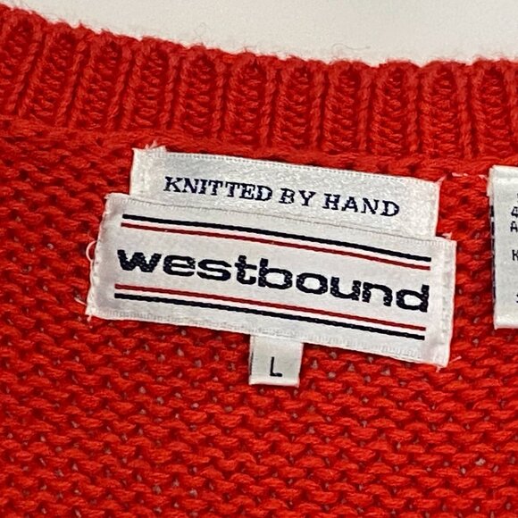 Vintage Westbound Hand Knit Cardigan Sweater Vest Size L Christmas Wreaths - Picture 6 of 7